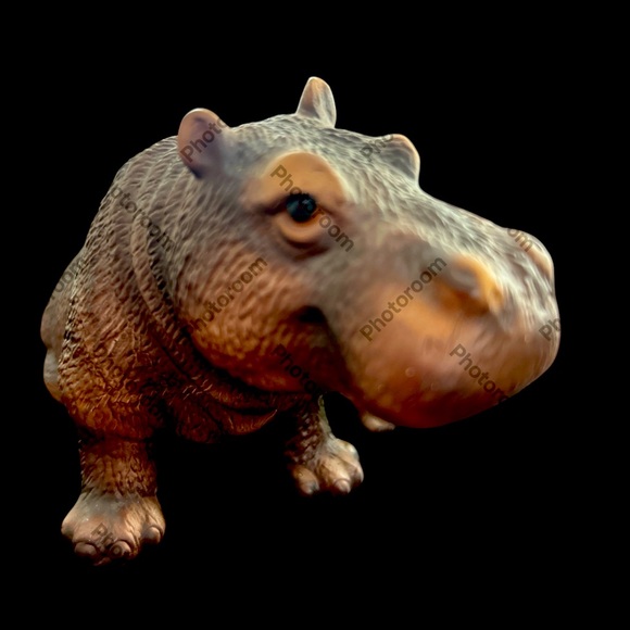 New Vintage Global Art Hippo w Baby Hand Painted Original  Piece Perfect - Picture 3 of 6